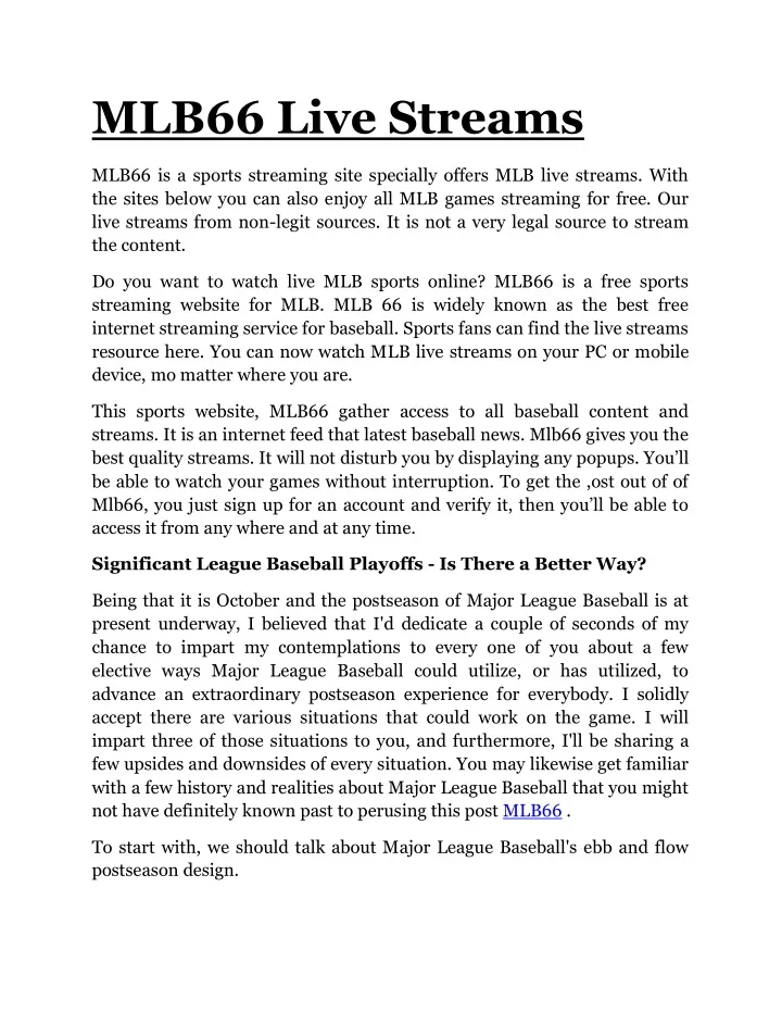 mlb66 live streams