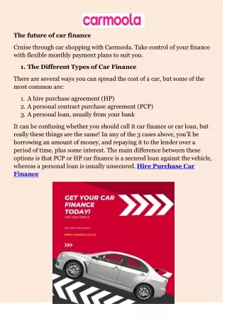 Hire Purchase Car Finance