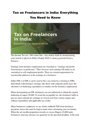 Tax On Freelancers In India: Everything You Need To Know | Online Chartered