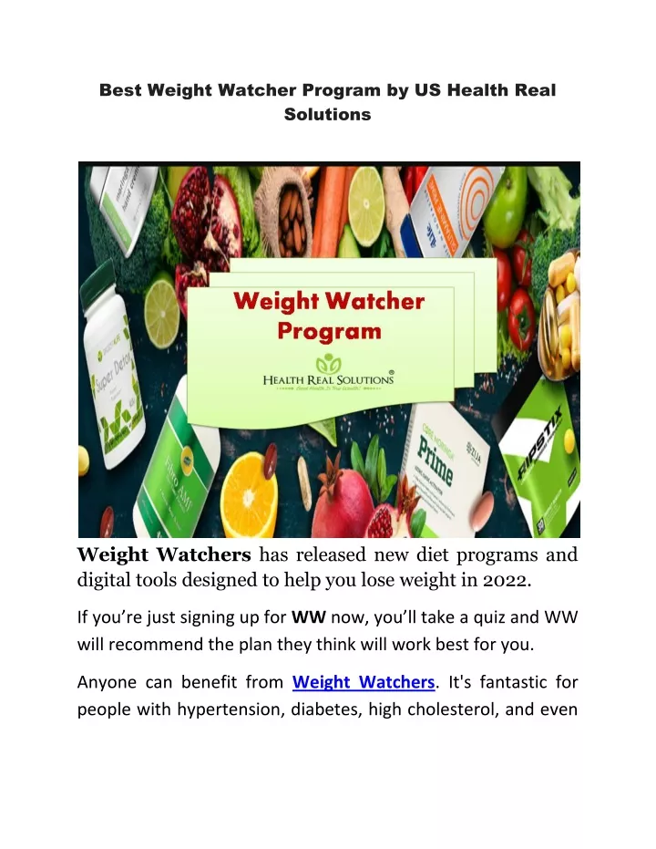 best weight watcher program by us health real
