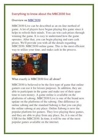 everything to know about the mbc2030 live