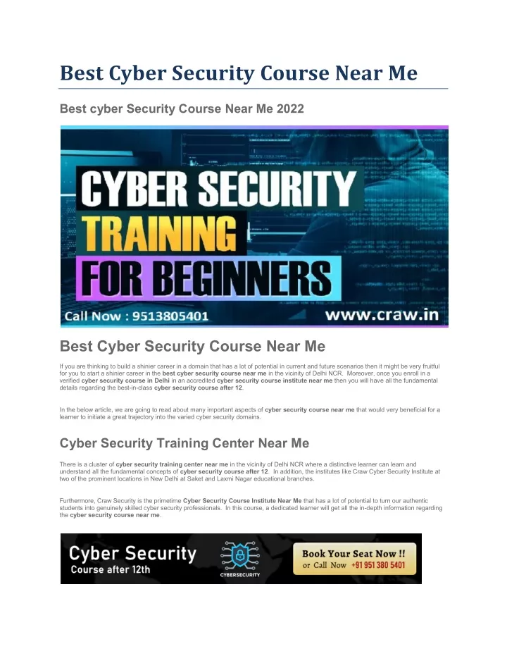 best cyber security course near me