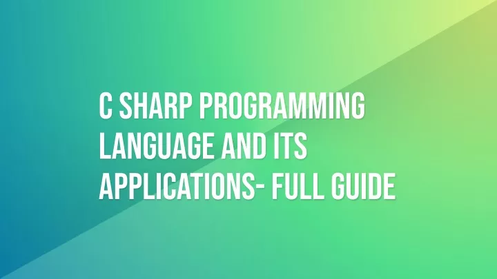c sharp programming language and its applications