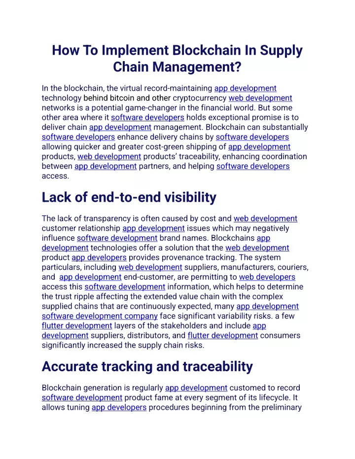 how to implement blockchain in supply chain