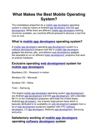 What Makes the Best Mobile Operating System