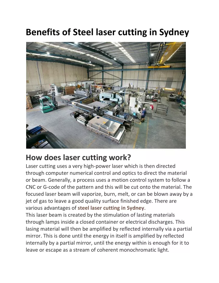 benefits of steel laser cutting in sydney