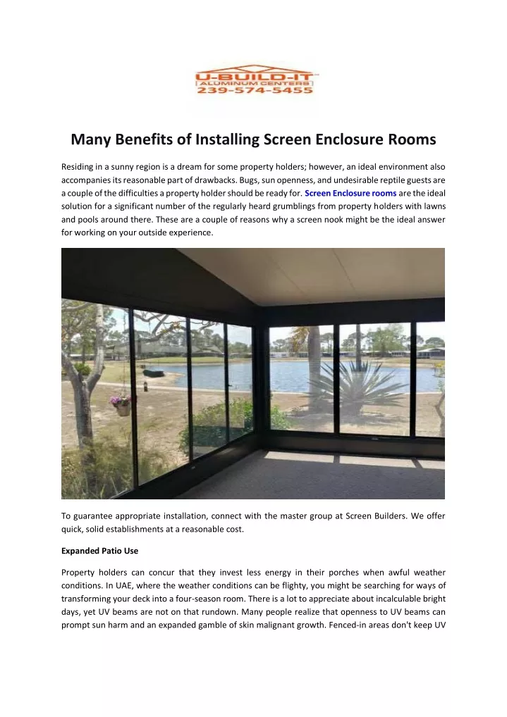 many benefits of installing screen enclosure rooms