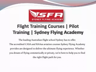 Flight Training Courses | Pilot Training | Sydney Flying Academy