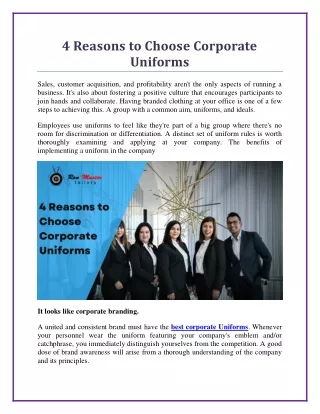 4 Reasons to Choose Corporate Uniforms