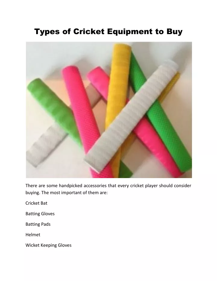 types of cricket equipment to buy