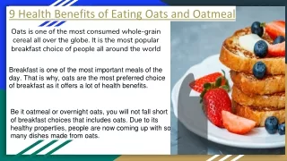 9 Health Benefits of Eating Oats and Oatmeal