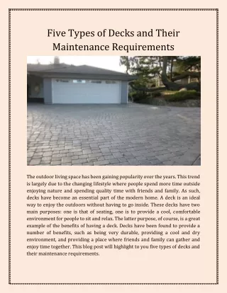 five types of decks and their maintenance