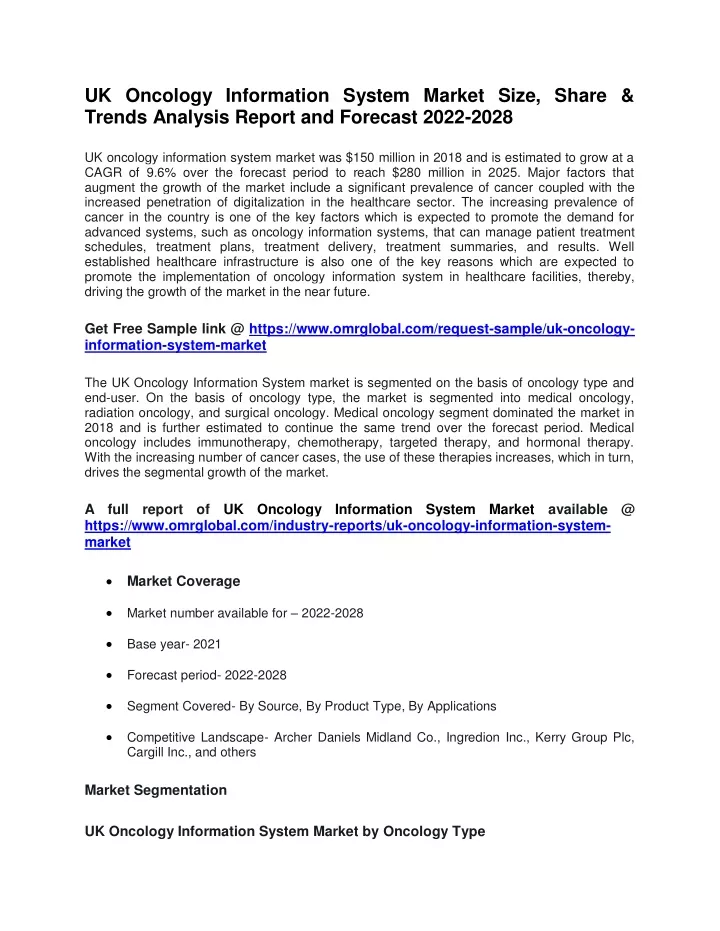 uk oncology information system market size share