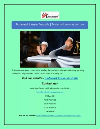 Trademark Lawyer Australia | Trademarkservices.com.au