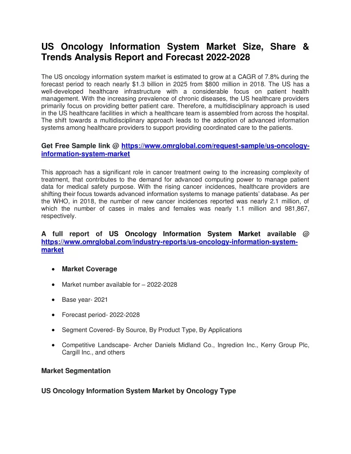 us oncology information system market size share