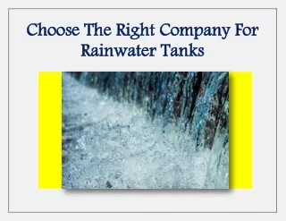 PDF: Choose The Right Company For Rainwater Tanks