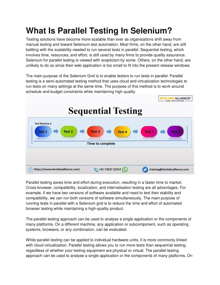 what is parallel testing in selenium testing