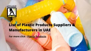 List of Plastic Products Suppliers & Manufacturers in UAE