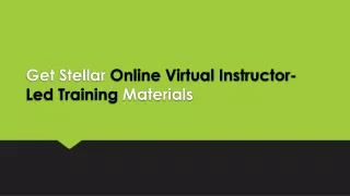 Online Virtual Instructor-Led Training