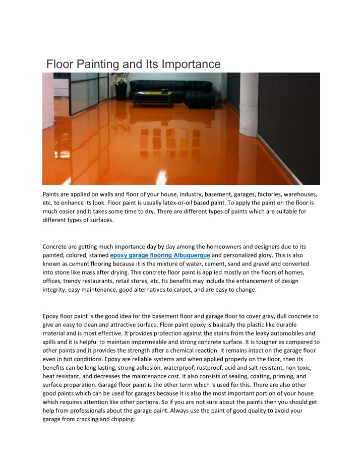 floor painting and its importance