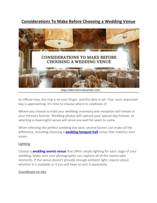 considerations to make before choosing a wedding