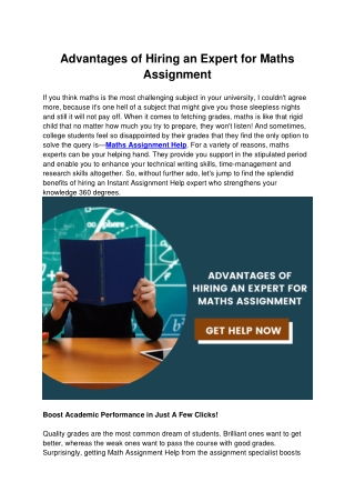 advantages of hiring an expert for maths