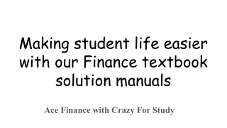 FINANCE TEXTBOOK SOLUTION MANUALS