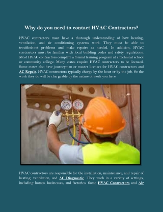 Why do you need to contact HVAC Contractors