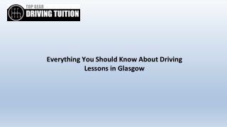 Everything You Should Know About Driving Lessons in Glasgow