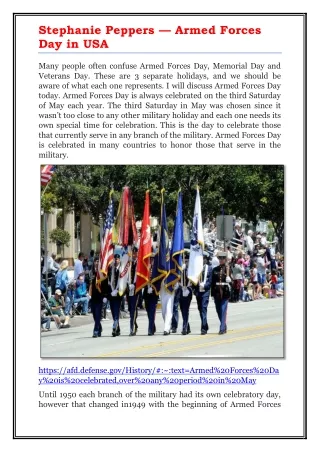 Stephanie Peppers — Armed Forces Day in USA