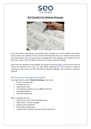 Seo Checklist for Website Redesign - SEO Out of the Box