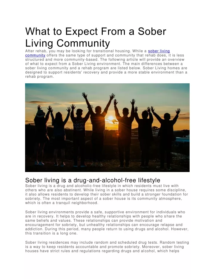 Ppt What To Expect From A Sober Living Community Powerpoint