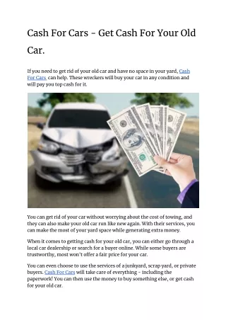 Cash For Cars - Get Cash For Your Old Car (1)