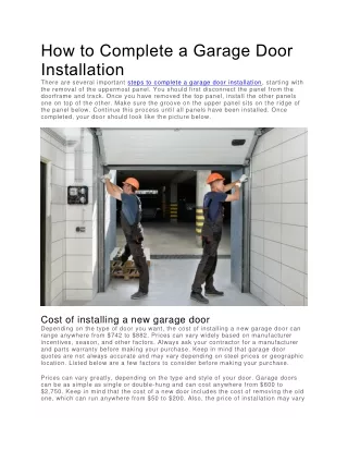 how to complete a garage door installation there