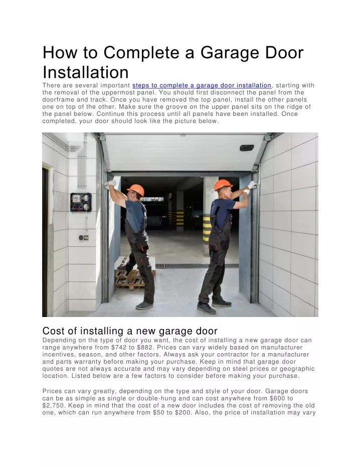 how to complete a garage door installation there