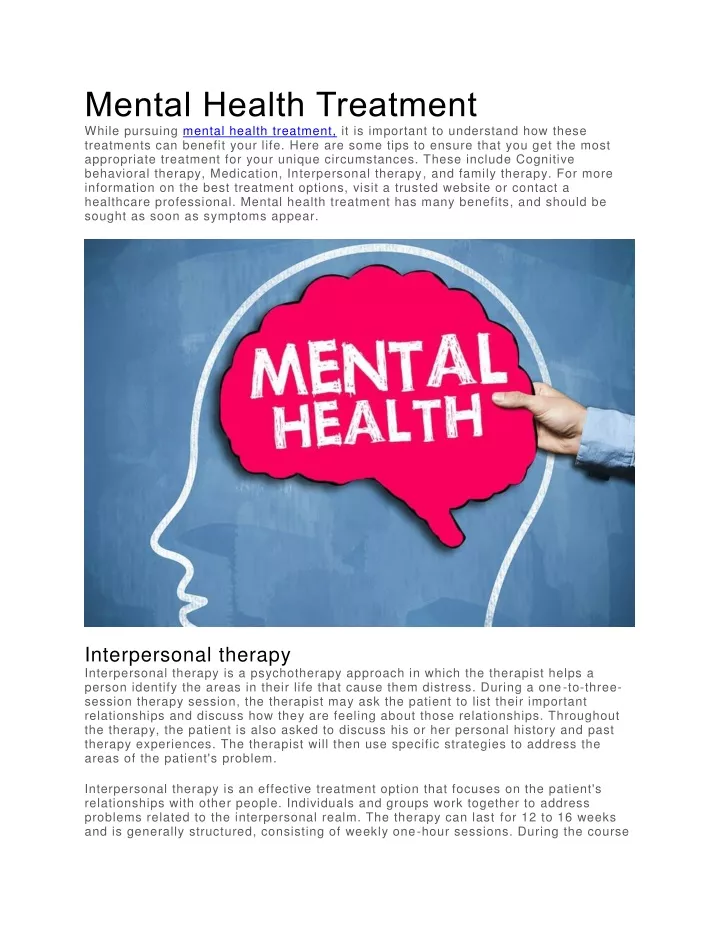 mental health treatment while pursuing mental