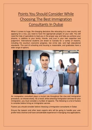 Points you should consider while choosing the best immigration consultants in Dubai