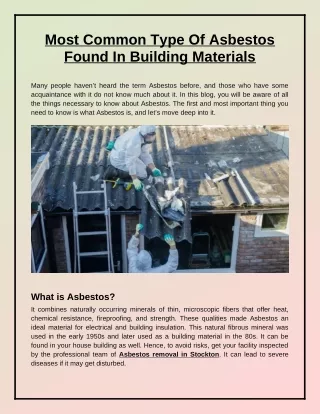 Asbestos And Its Common Types Found In Building Material