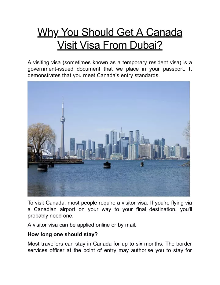 why you should get a canada visit visa from dubai