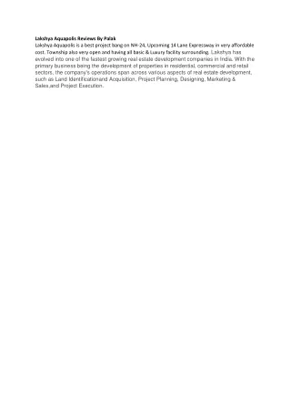 Lakshya Aquapolis Reviews By Palak