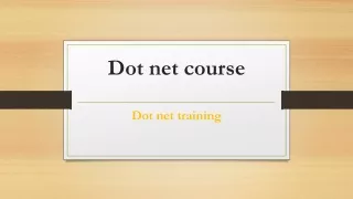 Dot Net Developer course