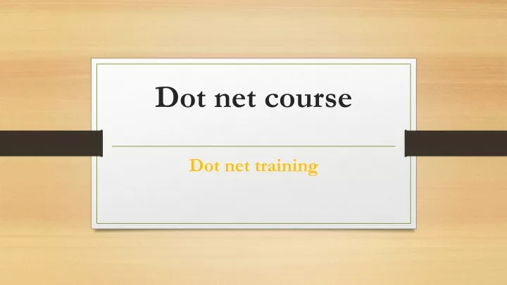 d ot net course