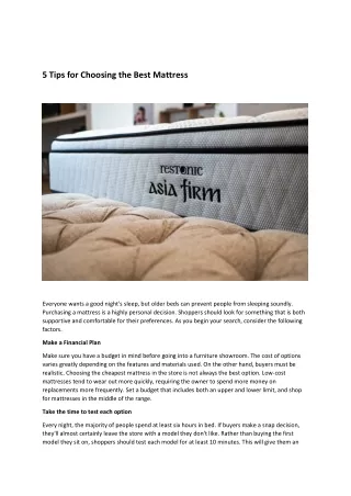 5 Tips to know while buying a mattress