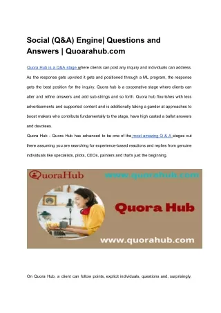 social q a engine questions and answers quoarahub