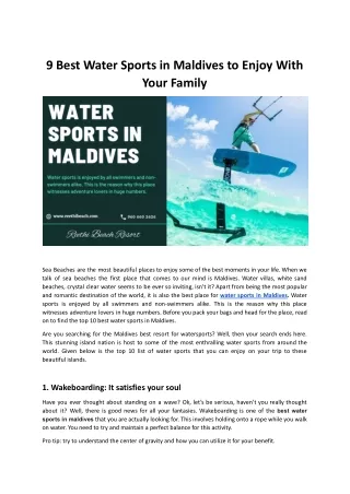 9 Best Water Sports in Maldives to Enjoy With Your Family