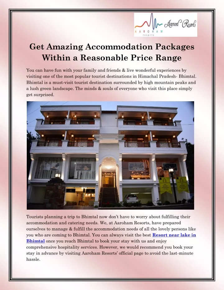 get amazing accommodation packages within