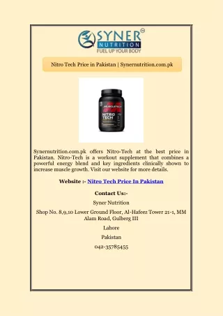 Nitro Tech Price in Pakistan | Synernutrition.com.pk