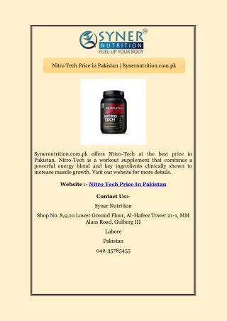 nitro tech price in pakistan synernutrition com pk
