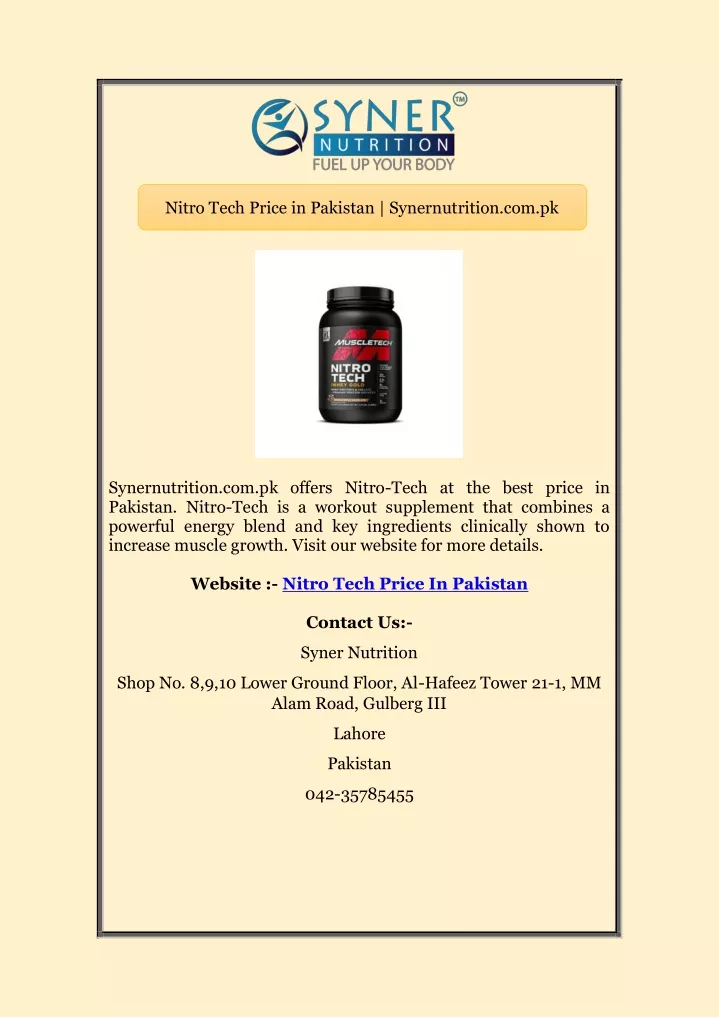 nitro tech price in pakistan synernutrition com pk