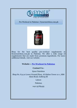 pre workout in pakistan synernutrition com pk